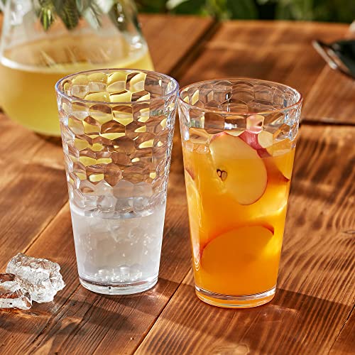 Amazing Abby - Iceberg - 24-Ounce Plastic Tumblers (Set of 8), Plastic Drinking Glasses, All-Clear High-Balls, Reusable Cu...