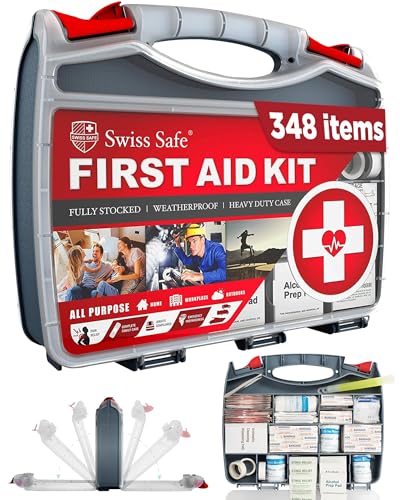 Swiss Safe 2-in-1 First Aid Kit for Car, Travel & Home, Businesses - Bonus Mini Kit for Medical Emergency Aid, Survival, C...