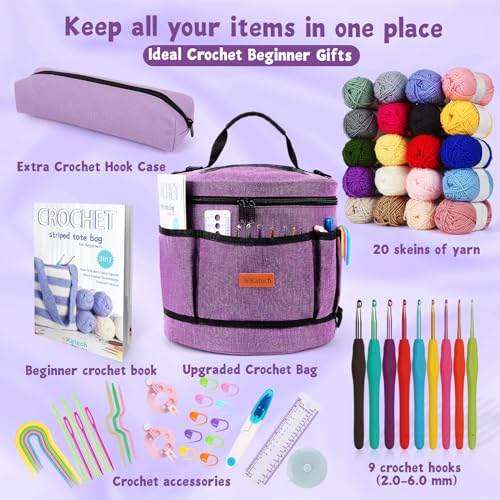 Katech Crochet Kit for Beginners, Beginner Crochet Kit for Adults-Crochet Kits Includes Crochet Hooks Knitting Bag Crochet...