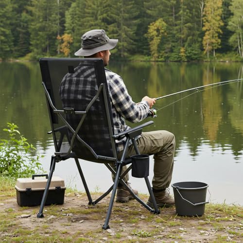 EVER ADVANCED Teslin Reclining Camping Chairs for Adult Lightweight, Portable Compact Folding Chair with Adjustable Back, ...