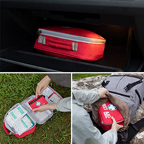 General Medi 2-in-1 First Aid Kit (215 Piece Set) + 43 Piece Mini First Aid Kit -Includes Ice(Cold) Pack, Moleskin Pad and...