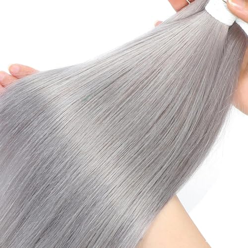 Augfst Brazilian Virgin Human Hair Bundles Sliver Grey Straight Wave Bundles Human Hair 20 22 24 inch Inch 12A Unprocessed Brazilian Sewn In Quick Weave for Black Women