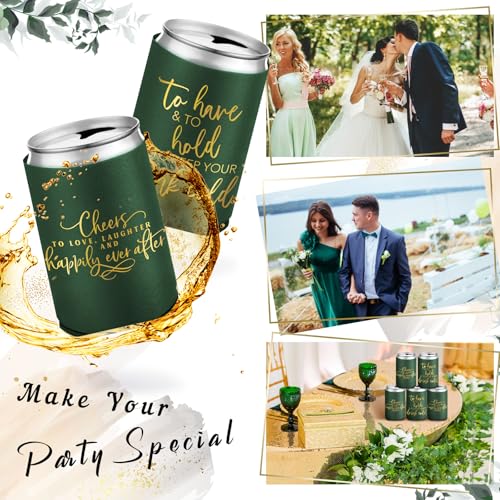 Qinyoung 50 Pieces Wedding Can Cooler Bulk Engagement Party Favors for Guests Cheers to Love Laughter and Happily Ever Aft...