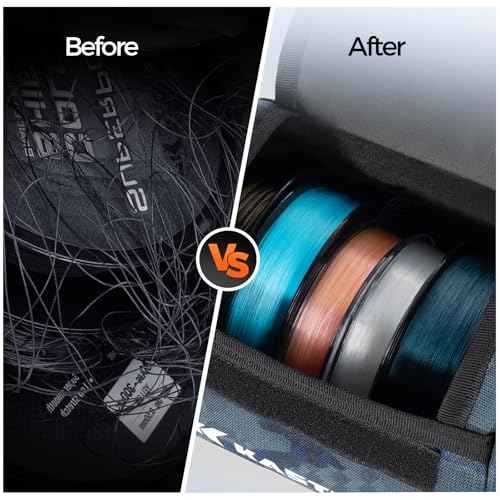 KastKing BaitSpace Line Management Bag, Fishing Line Storage Bag with Water Resistant Nylon, Clear View Window, Removable Divider, Tangle-free Leader Line Holder