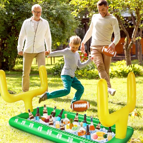 Inflatable Football Field Cooler Football Party Drink Cooler and 2 Pcs Inflatable Beach Balls Buffet for Party Favors for ...