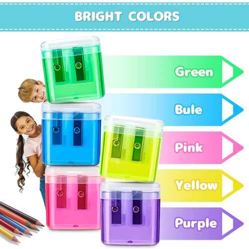 100 Pack Pencil Sharpeners Bulk - Colored Handheld Pencil Crayon Double Hole Sharpener, School Classroom Supplies