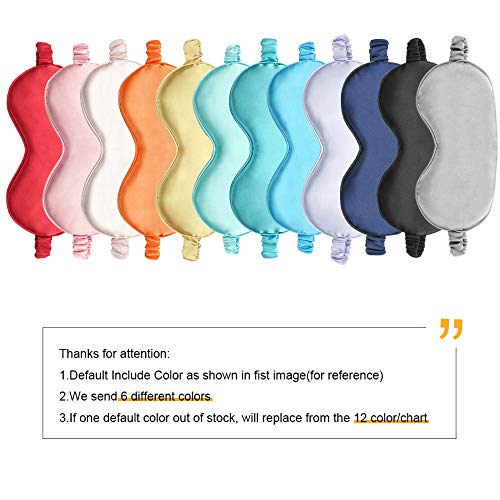 EleCharm Silk Satin Eye Mask Color Assorted 6-Pack Smooth Sleeping Mask Eye Shade