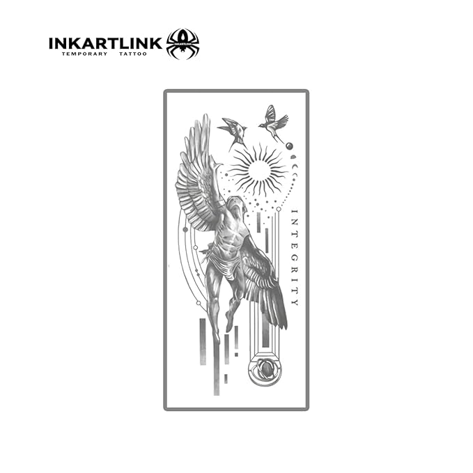 INKARTLINK Semi Permanent Tattoo, beautiful and realistic design, fun tattoo experience, cruelty-free, non-reflective, waterproof (Angel of Peace)