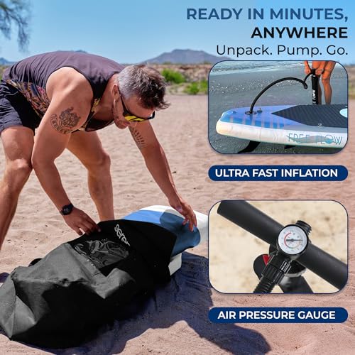 SereneLife Inflatable Stand Up Paddle Board with Premium SUP Accessories – Wide Stable Design with Non-Slip EVA Deck Pad f...
