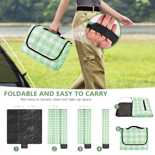 OBTANIM Extra Large Picnic Blanket 80 x 80 Inch Waterproof Foldable Beach Blankets Outdoor Picnic Mat for Camping Grass La...