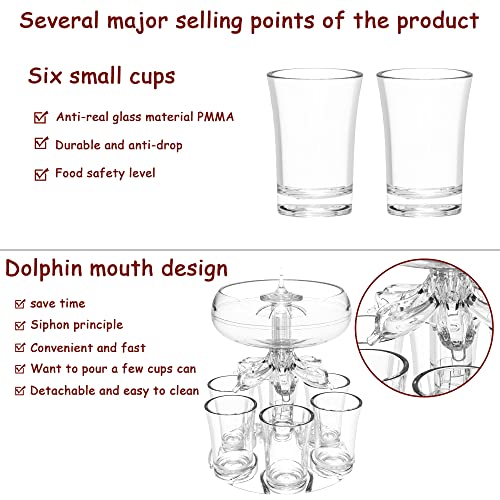 ALEVMOOM 6 Shot Glass Dispenser and Holder For Filling Liquids Multiple Dispenser,Bar Dispenser,Cocktail Dispenser,Carrier...