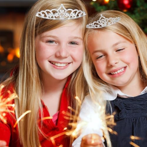Naturahand 6 Pieces Silver Metal Tiara Crown Headbands with Decorative Dazzling Rhinestone Wedding Prom Birthday Party Pri...