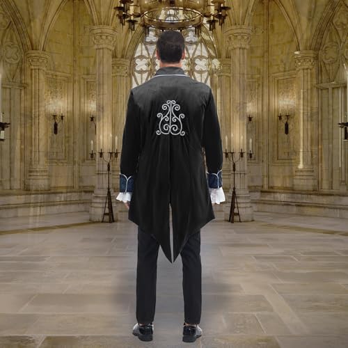 rumnigh Men Medieval Steampunk Tailcoat Jacket Gothic Victorian Frock Coat Uniform Halloween Party Cosplay Gentleman Costumes