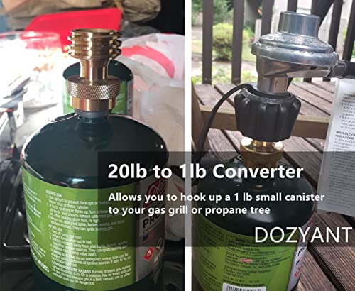 DOZYANT Steak Saver 20lb to 1lb Propane Tank Adapter for Disposable Throwaway Cylinder, Converter Universal 1 Pound / 16.4...