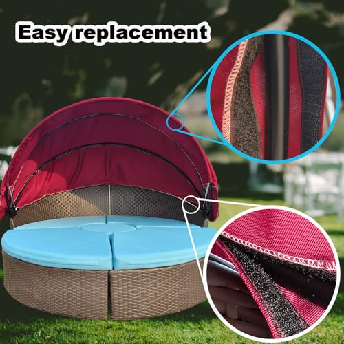 WQZWDFC Patio Daybed Canopy Replacement Top, Retractable Top Cover for 66in Outdoor Rattan Wicker Sectional Porch Sunbed (...