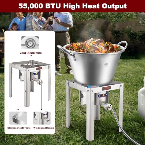 ARC Stainless Steel Mexican Cazo Para Carnitas With 55,000BTU Propane Burner Camping Stove,Outdoor Gas Stove Burner Cooker...