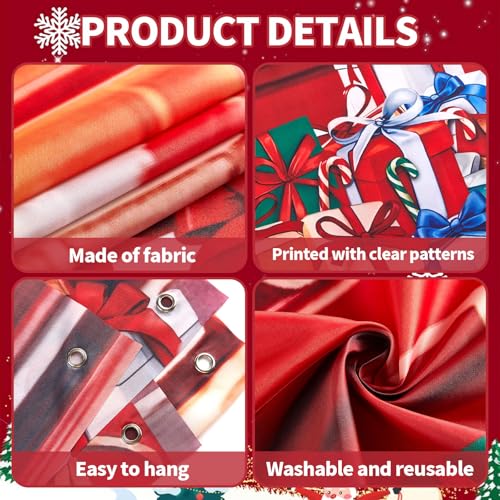 Xmas Santa's Door Cover Christmas Santa's Toy Shop Door Decorations Christmas Party Porch Banner Xmas Hanging Background f...