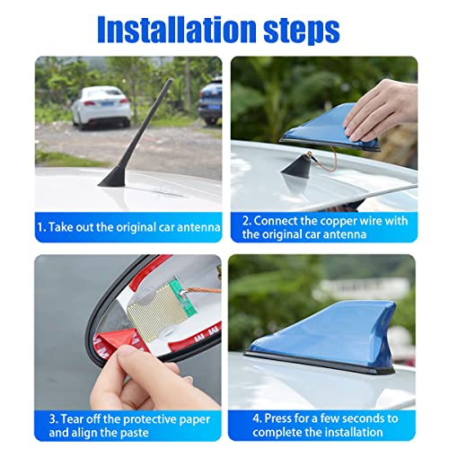Car Shark Fin Antenna Cover, Roof Aerial Base AM/FM Radio Signal for Car SUV Truck, Vehicle Shark Fin Shape Cover with Adh...
