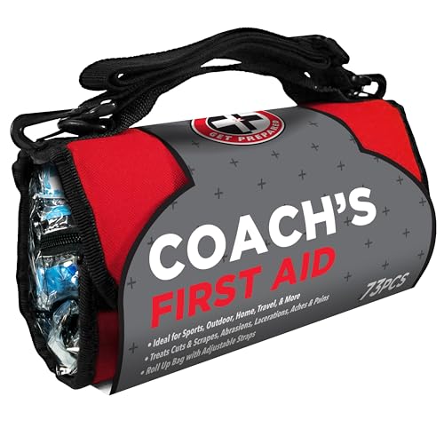 Be Smart Get Prepared 73-Piece Coach’s and Team Sports First Aid Kit in Roll up Bag: Clean, Treat, Protect Cuts, Scrapes. ...