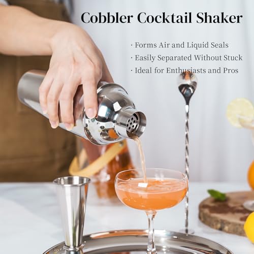 X Home Bartender Kit with Stand, Cocktail Shaker Set for Enthusiasts and Beginners | Includes Martini Shaker, Easy-to-Meas...