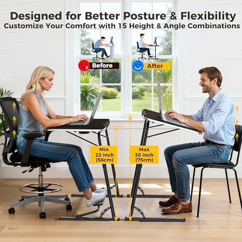FoldWise Upgraded Folding TV Tray Table - Extra Large & Sturdy Laptop Table for Couch, Height & Angle Adjustable Desk for ...