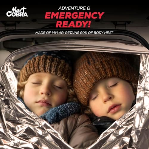 Emergency Blanket 4-Pack Space Mylar Blankets Survival Gear and Supplies Reusable Thermal Camping Hunting Essentials First...