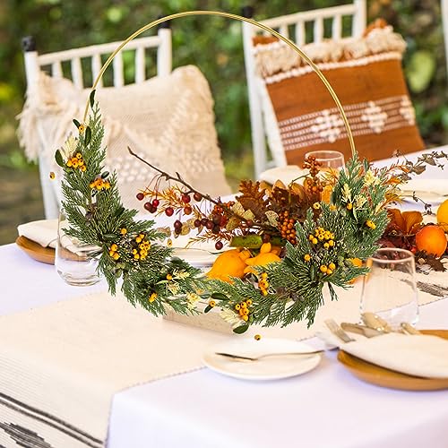 ZOOFOX 12 Pack Metal Floral Hoop Centerpiece with Stand, 12 Inch Large Metal Hoop for Crafts, Wreath Macrame Gold Hoop Rin...
