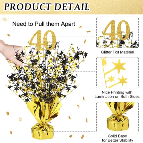 Tatuo 4 Pcs Metallic Foil Spray Centerpiece Happy 30th 40th 50th 60th Years Centerpiece Table Decorations for Black and Go...