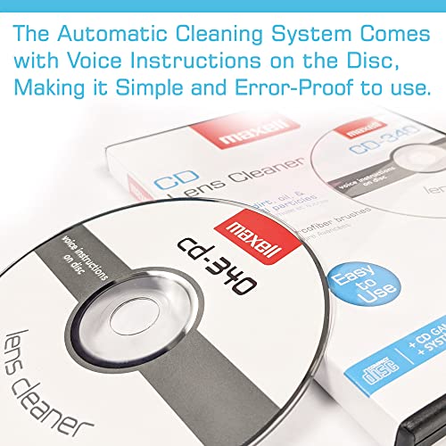 Maxell – Pro 190048 CD-340 Laser Lens Cleaner - Safe & Effective CD Player & Game Station Compact Disc Cleaner - Microfibe...