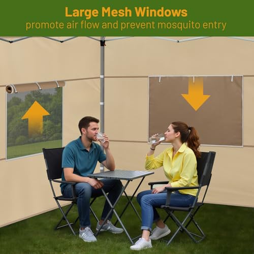 3 Pcs 10x10 Canopy Sidewalls with Roll-up Windows for 10x10 Pop Up Canopy Straight Leg Outdoor Instant Canopy Sidewall Wat...