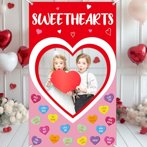 Valentine's Day Candy Heart Photo Prop Selfie Frame Valentine's Day Party Decoration Sweet Candy Conversation Hearts Hangi...