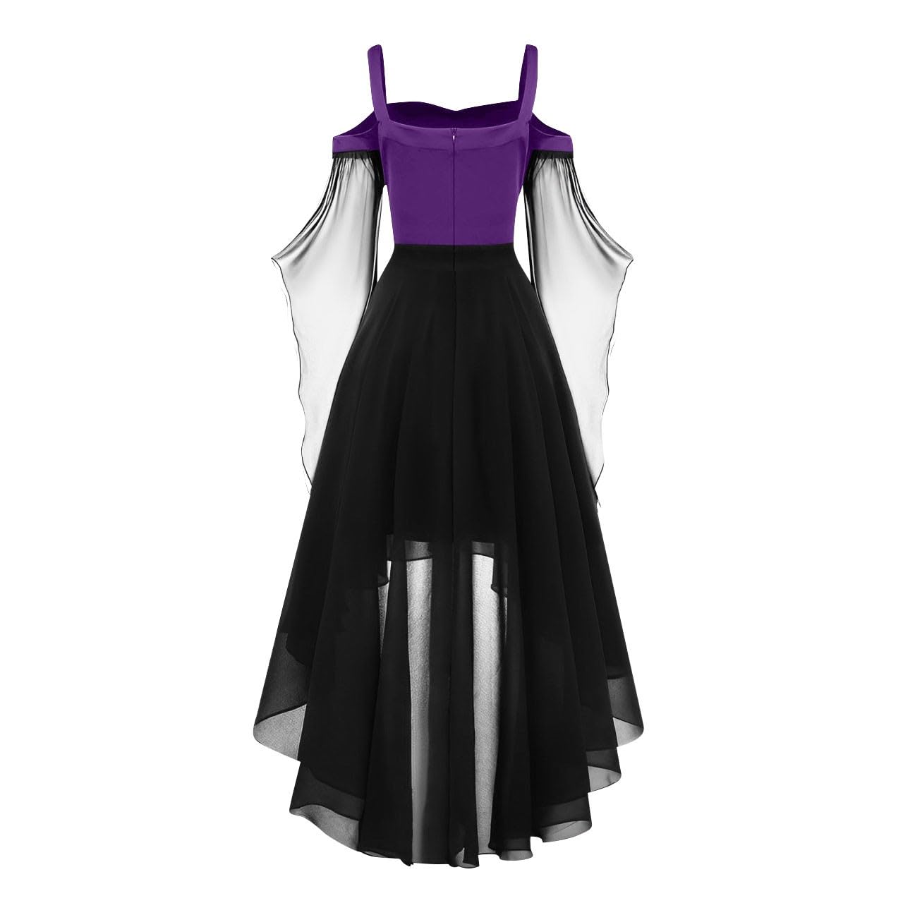 Renaissance Costume Women Butterfly Sleeve Cosplay Plus Size Witch Costume Women Sexy Cold Shoulder Square Neck Irregular Hem Dresses Disfraz De Bruja para Mujer A Purple