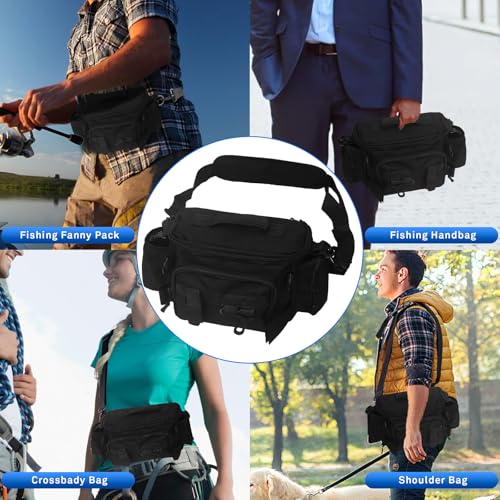 JEVCSD Fishing Waist Bag with Adjustable Belt/Shoulder Strap, Waterproof Tackle Storage Bag, Fishing Fanny Pack for Men, S...