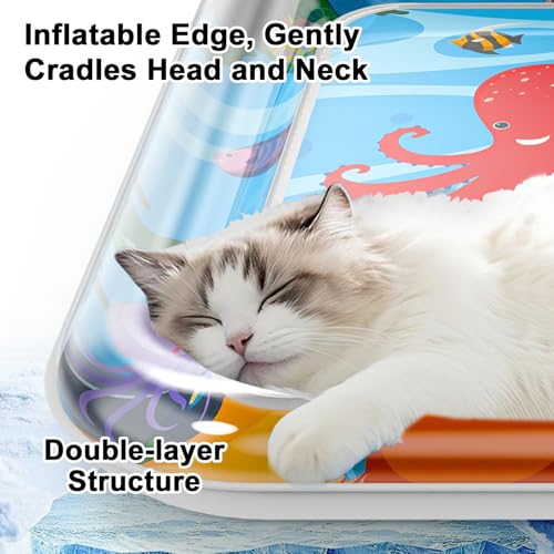 Baoyemes Marine Life Themed Cat Play Mat, Thickened Water Sensor Play Mat for Cats, Water Sensor Play Mat with Fish, Pet W...