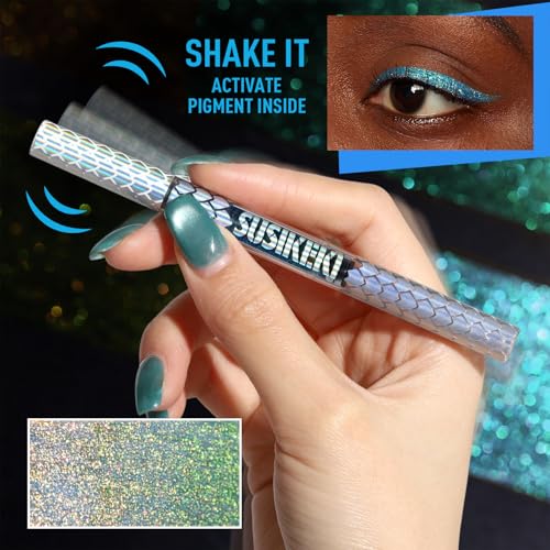 SUSIKEKI Chameleon Metallic Duochrome Liquid Eyeliner, Color Shifting Shimmery Eye Liner, Duo-color Waterproof Long Lastin...