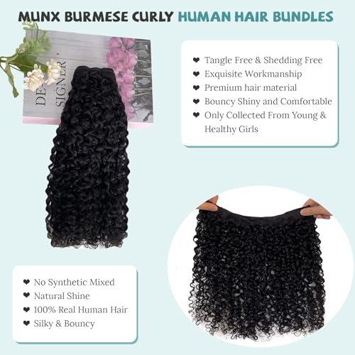 Curly Human Hair Bundles 28 Inch Soft and Thick Wet and Wavy 15A 100% Unprocessed Burmese Curly Human Hair Weaves for Black Women Water Wave 100% Pure Protein Brazilian Hair 85G