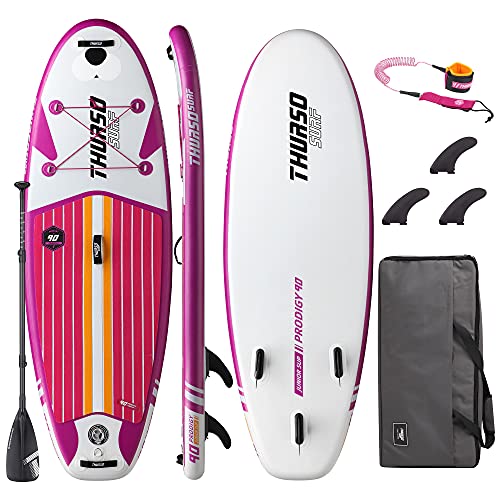 THURSO SURF Prodigy Junior Kids Inflatable SUP Stand Up Paddle Board 7'6 x 30'' x 4'' Two Layer Includes Adjustable Carbon...