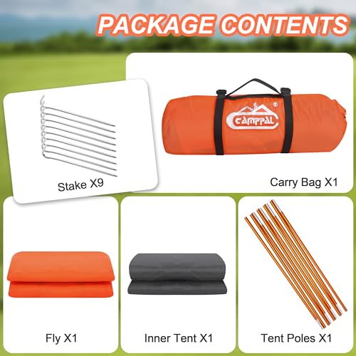camppal 1 Person Tent for Camping Hiking Mountain Hunting Backpacking Tents 4 Season Resistance to Windproof Rainproof and...
