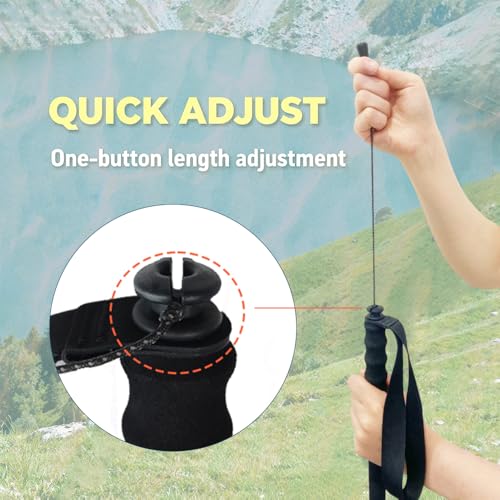 2pc High Strength 5-Section Foldable Carbon Fiber Trekking Poles - 115g/125g/130g, Compact Hiking Staff for Men & Women, I...