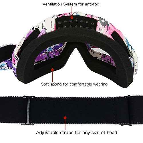 JAMIEWIN Clear Lens Dirt Bike Motorcycle Goggles ATV Racing Motocross Mx Goggle Glasses UV Protection for Men Women Youth Kids (Clear Lens)