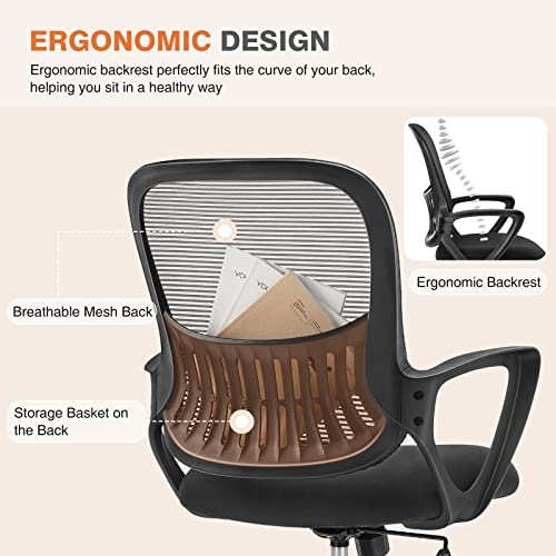 Sweetcrispy Home Office Managerial Executive Chair with Ergonomic Design, Mid-Back Mesh Swivel, Comfortable Lumbar Suppor...