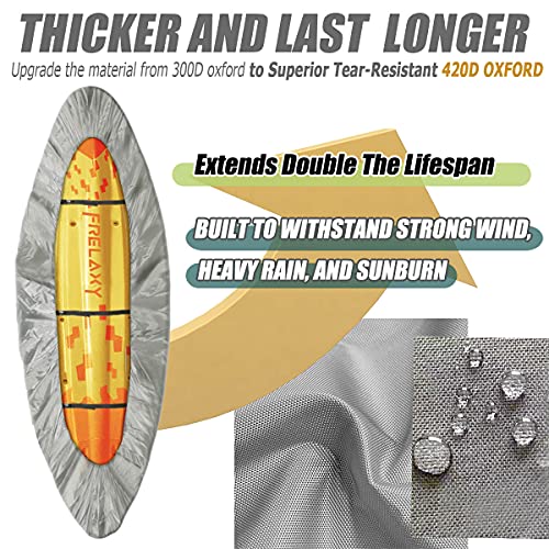 Frelaxy 420D Kayak Cover, Heavy Duty Waterproof UV Resistant Kayak Covers for Outdoor Storage, Ultra Strong Canoe Storage ...