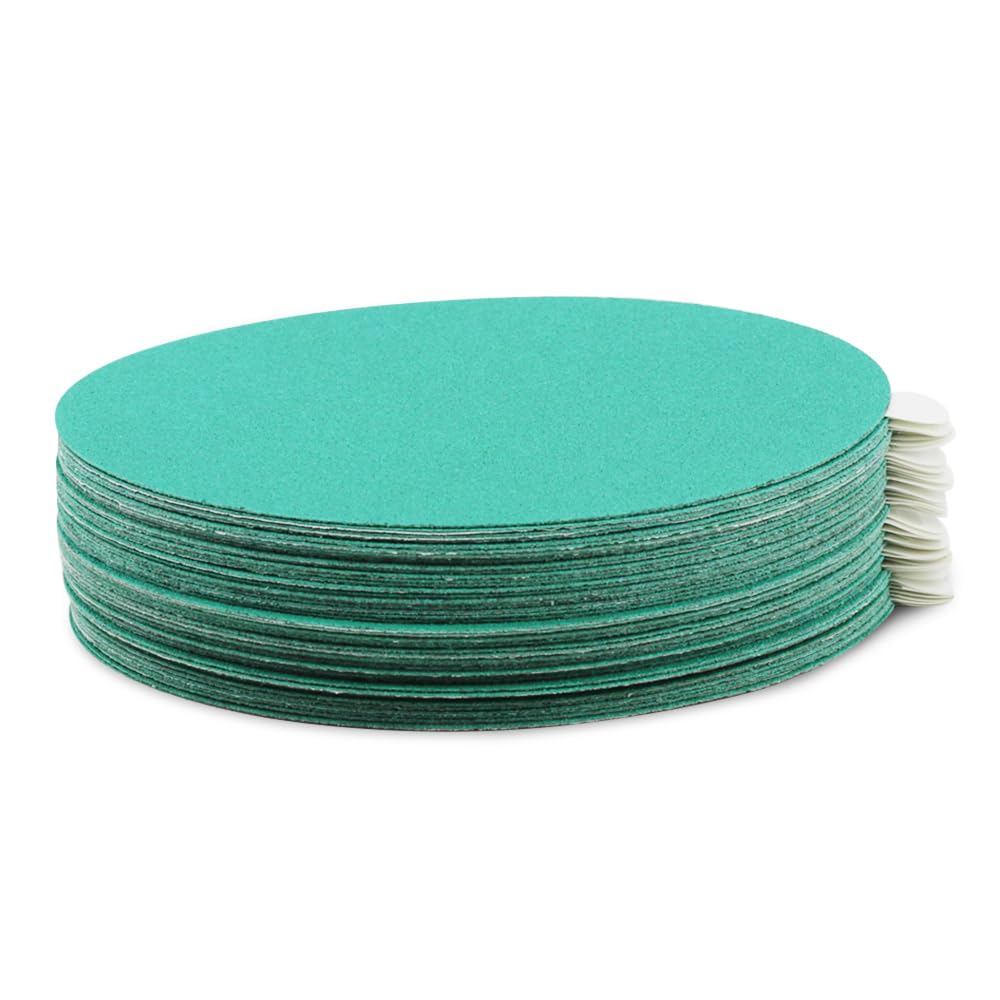 BHA 5” Green Film PSA Self Adhesive Sanding Discs - 50 Pack - Wet/Dry, Sticky Back, Premium Aluminum Oxide for Long-Lasting, Low-Dust & Load Resistant Sanding and Surface Finishing - 320 Grits