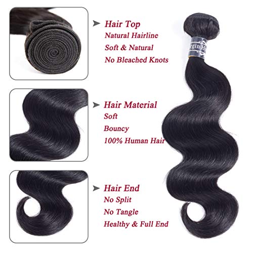 Amella Hair Brazilian Body Wave Bundles 8A Human Hair Bundles Body Wave 20 20 20inch Brazilian Hair Bundles 100% Unprocessed Virgin Weave