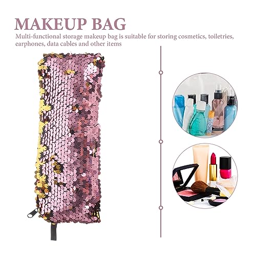 minkissy Sequin Makeup Bag Travel Makeup Bag for Women Travel Cosmetic Pouch Glitter Organizer Women Girls Portable Sequin...