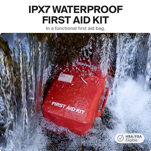 SurviveX Large Waterproof First Aid Kit for Car, Travel & Home - Emergency Kit for Hiking, Camping, Backpacking and Outdoo...