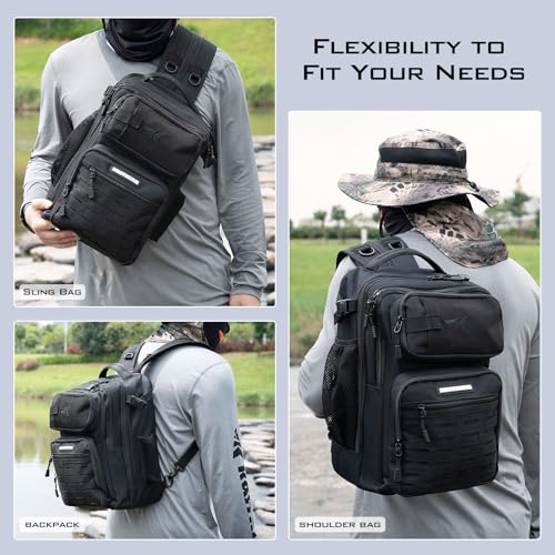KastKing BlowBak Tactical Sling Tackle Bag-Lightweight Fishing Backpack Storge Fishing Gear and Equipment,Gift for Men