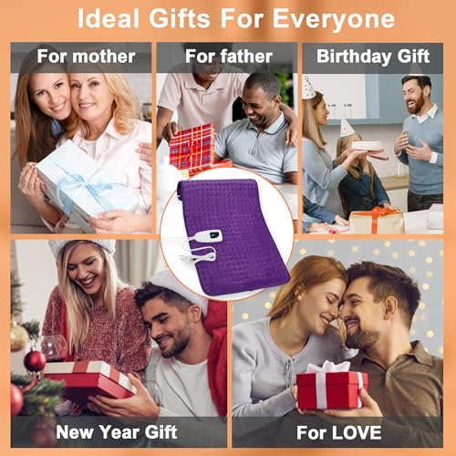 Deepsoon Heating Pad,Electric Heating Pads for Back,Neck,Abdomen,Moist Heating Pad for Shoulder,Knee,Arms,Legs,Dry/Moist Heat & Auto Shut Off,Christmas Gifts for Men and Women,Dark Purple,33x17 Inch