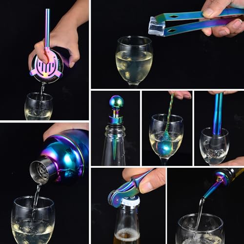 Safring Bartender Kit with Stand, 12-Piece Bar Set | 24oz Cocktail Shaker Set for Drink Mixing, Martini Shaker Set with Ba...