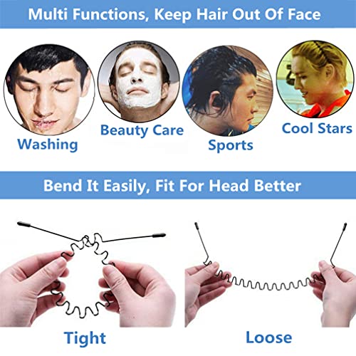 bodbop Metal Hair Band for Men Headband Women Bands Unisex Black Wavy Spring Outdoor Sports Headbands Men's Hoop Clips Acc...